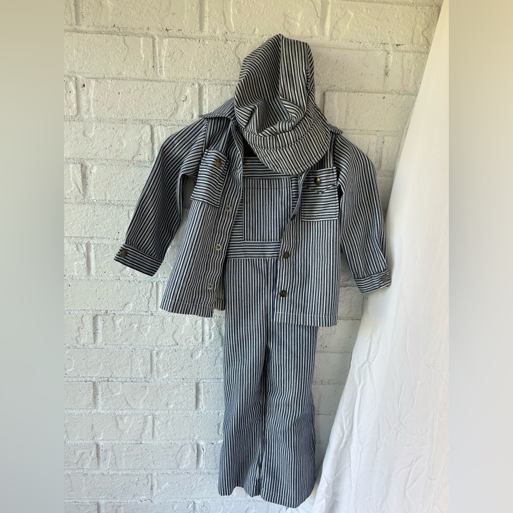 Vintage Buster Brown Overalls Jacket Hat Engineer Kids set RARE!